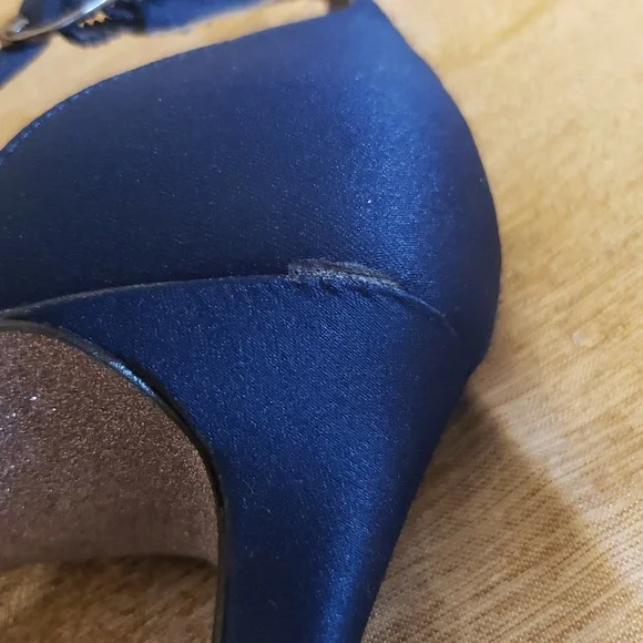 NWoT Adrianna Papell Navy Blue Satin Beaded Pointed Toe Pump, Size 7.5 - Picture 16 of 16